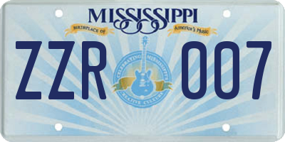 MS license plate ZZR007