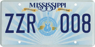 MS license plate ZZR008