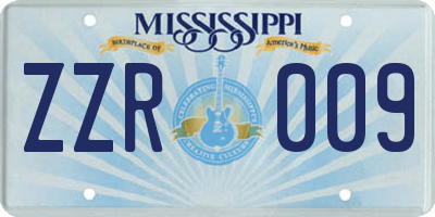 MS license plate ZZR009