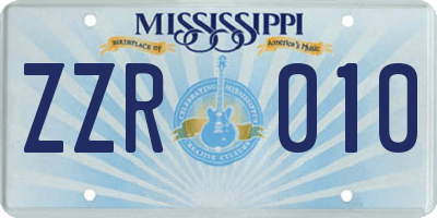 MS license plate ZZR010