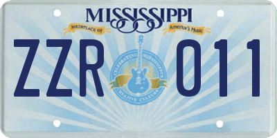 MS license plate ZZR011