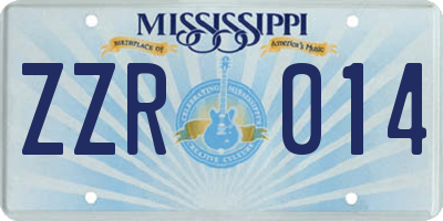 MS license plate ZZR014