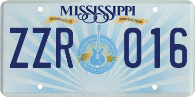 MS license plate ZZR016