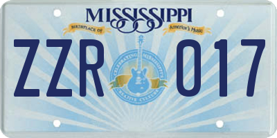 MS license plate ZZR017