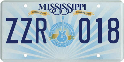 MS license plate ZZR018