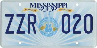 MS license plate ZZR020