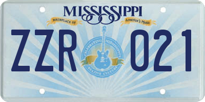 MS license plate ZZR021