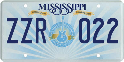 MS license plate ZZR022