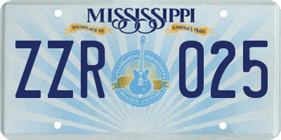 MS license plate ZZR025