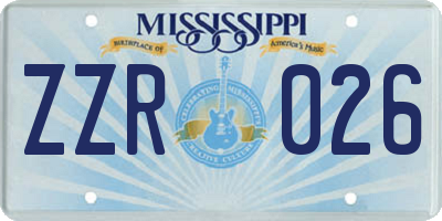 MS license plate ZZR026