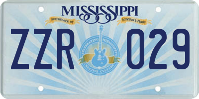 MS license plate ZZR029