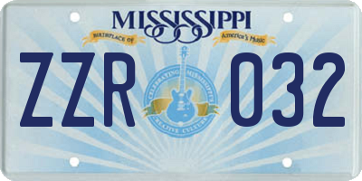 MS license plate ZZR032