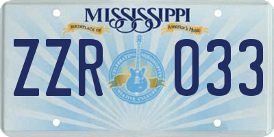 MS license plate ZZR033