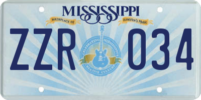 MS license plate ZZR034