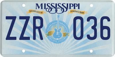 MS license plate ZZR036