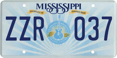 MS license plate ZZR037