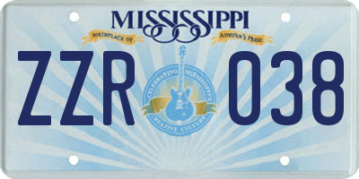 MS license plate ZZR038