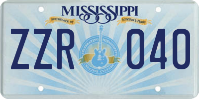 MS license plate ZZR040