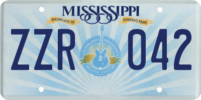 MS license plate ZZR042