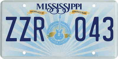 MS license plate ZZR043