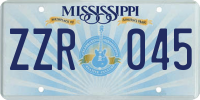 MS license plate ZZR045