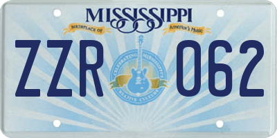 MS license plate ZZR062