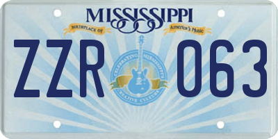 MS license plate ZZR063
