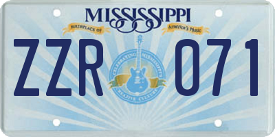 MS license plate ZZR071
