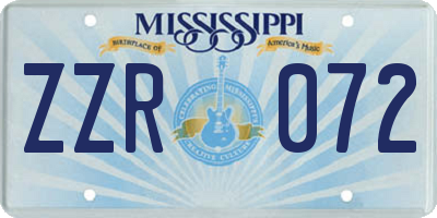 MS license plate ZZR072