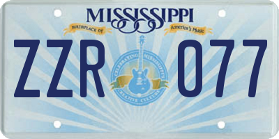 MS license plate ZZR077