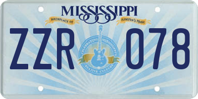 MS license plate ZZR078