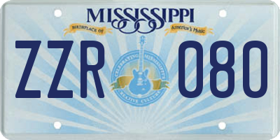 MS license plate ZZR080
