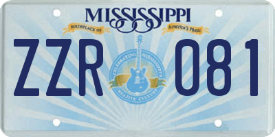 MS license plate ZZR081