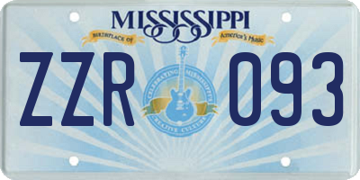 MS license plate ZZR093