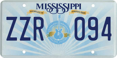 MS license plate ZZR094