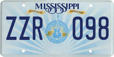 MS license plate ZZR098