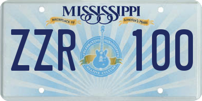 MS license plate ZZR100