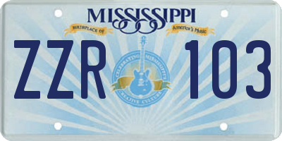 MS license plate ZZR103