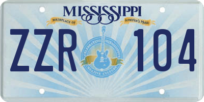 MS license plate ZZR104