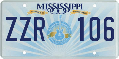 MS license plate ZZR106