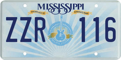 MS license plate ZZR116