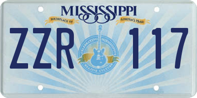 MS license plate ZZR117