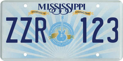 MS license plate ZZR123
