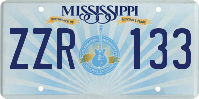 MS license plate ZZR133