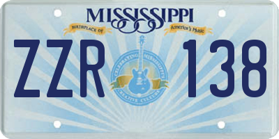 MS license plate ZZR138