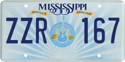 MS license plate ZZR167