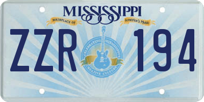 MS license plate ZZR194