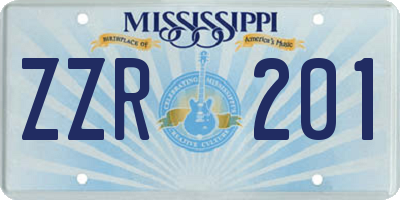 MS license plate ZZR201