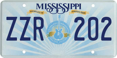 MS license plate ZZR202