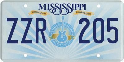 MS license plate ZZR205